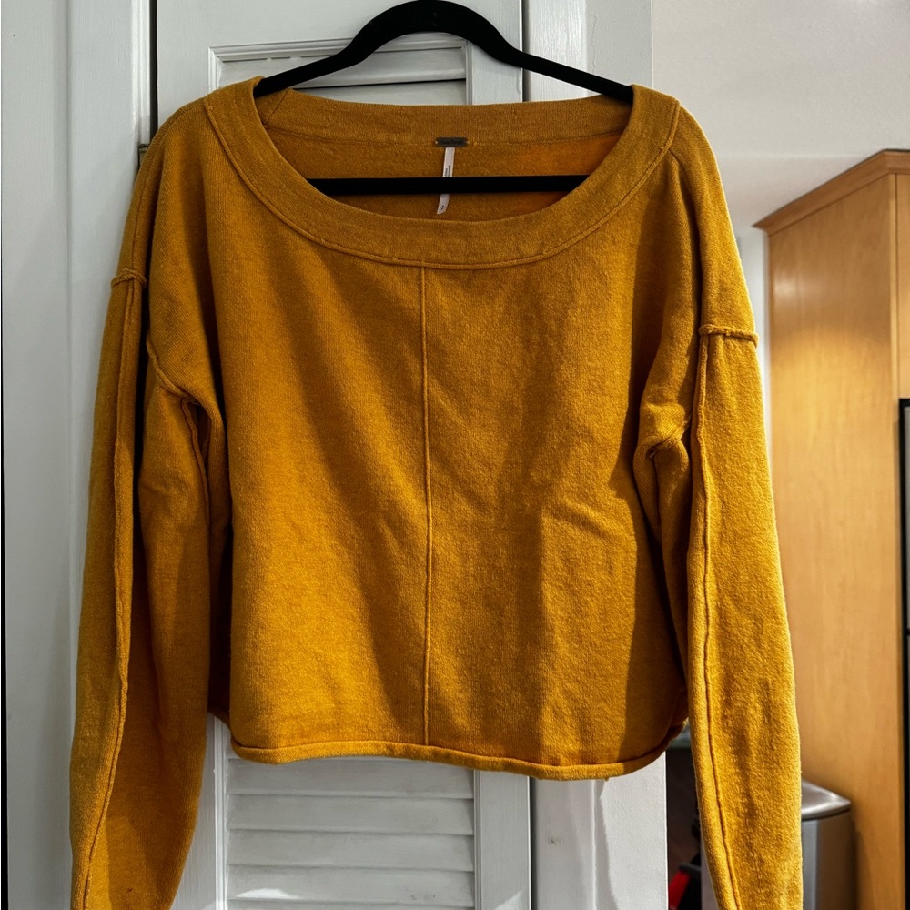 Free People Boatneck Oversized Crop Sweater